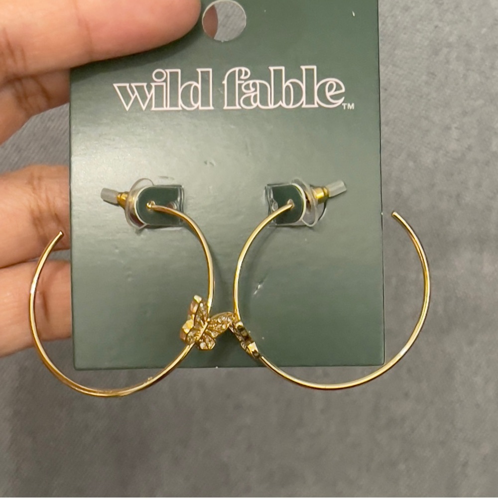 Wild Fable Gold Butterfly Hoop Earrings